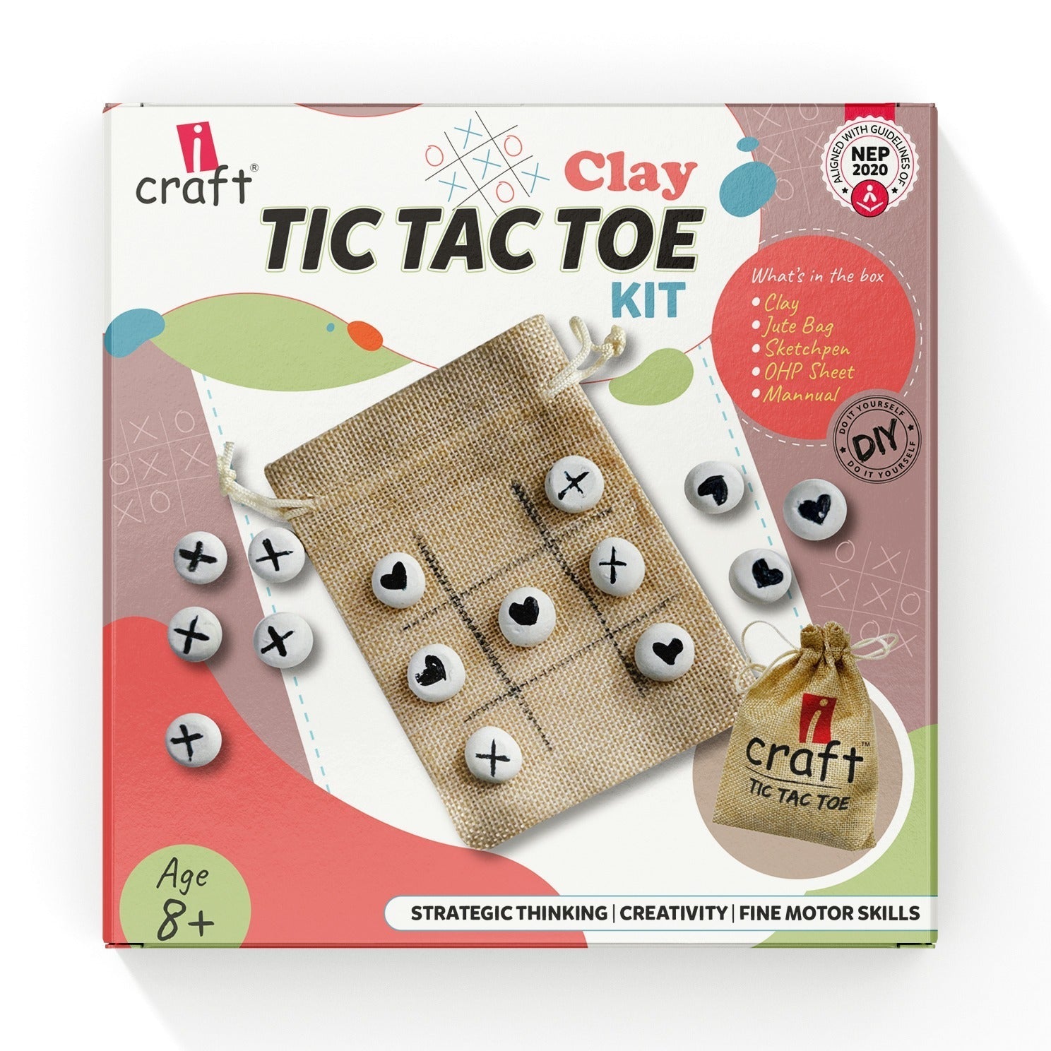 iCraft Clay Tic Tac Toe DIY Game Kit - Fun Craft for Kids iCraft